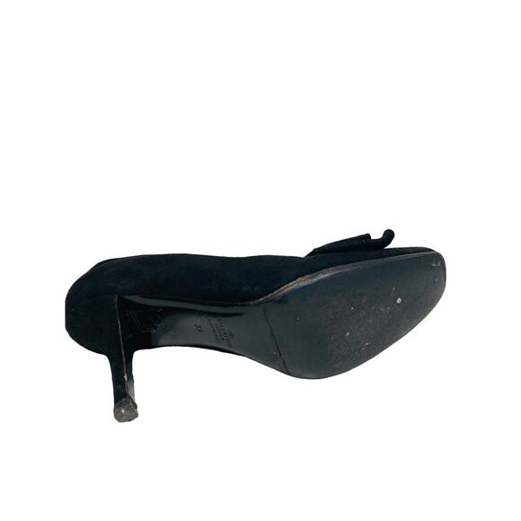 VALENTINO GARAVANI Black Suede Accent Bow Square Toe Heels Pumps Size EU 39 US 9 - Picture 8 of 8